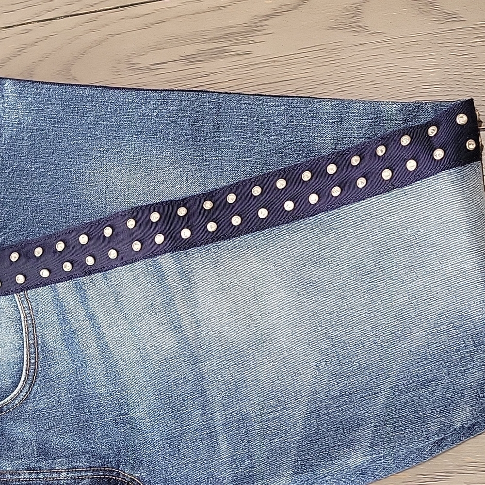 Veronica Beard "Ines" Rhinestones Girlfriend Side Crop Jeans Size 25 - Picture 4 of 16